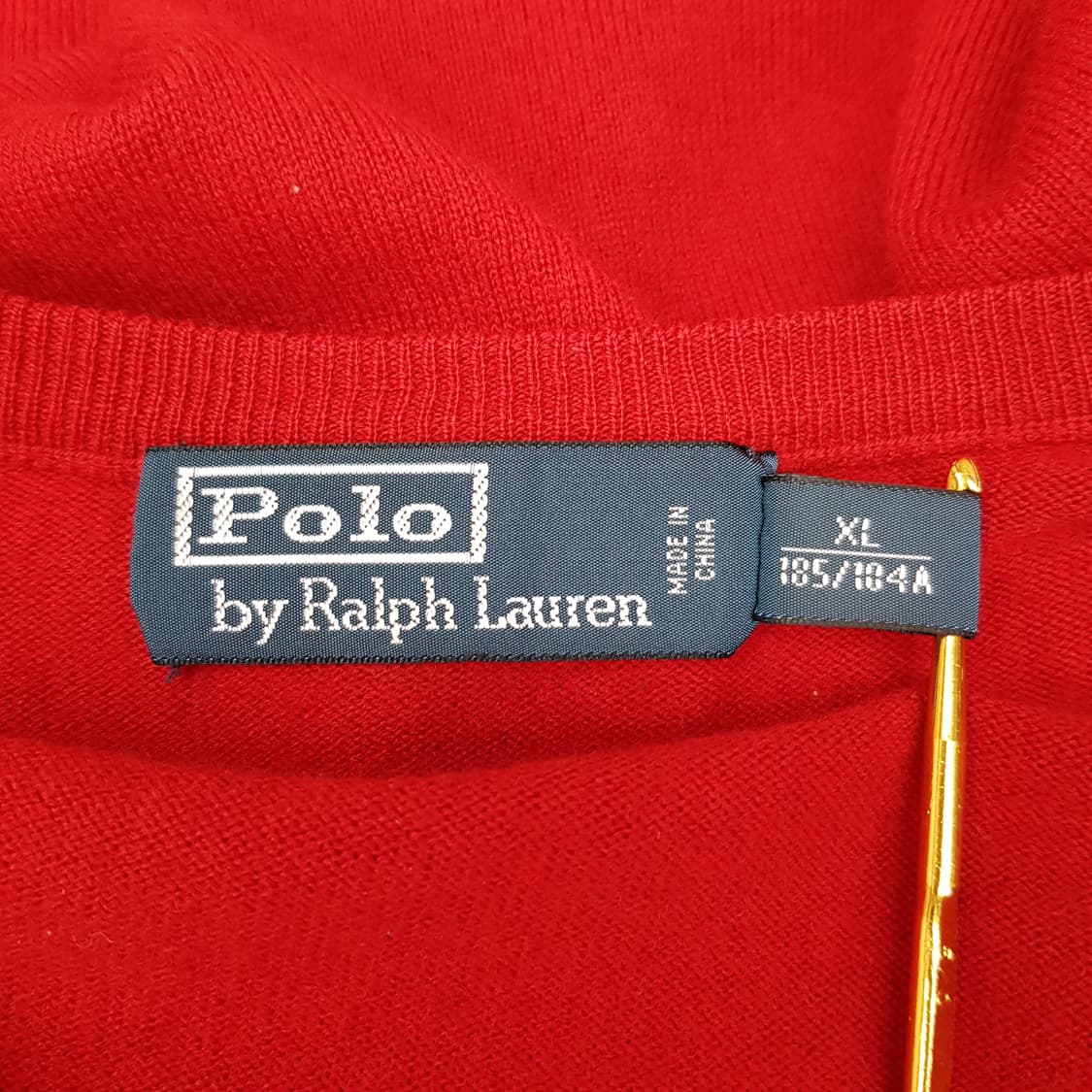 폴로 랄프로렌 레드 브이넥 메리노 울 니트 XL사이즈 상품이미지5