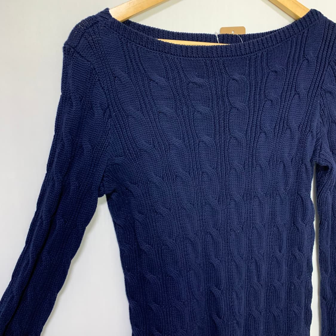로렌랄프로렌 빈티지 케이블 유넥 세미크롭 니트 네이비 폴로 여성 M 상품이미지3