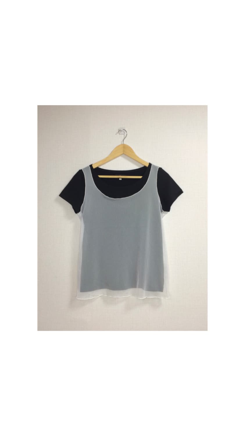 빈티지 메쉬 레이어드 반팔 티셔츠 상품이미지1