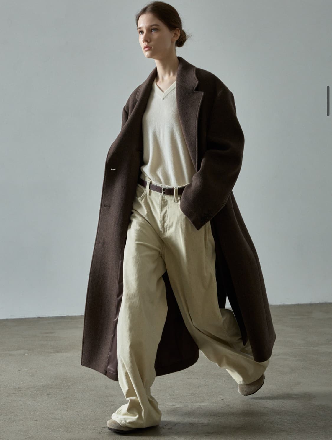 파사드패턴 캐시미어 싱글 코트_melange brown S 새상품 상품이미지3