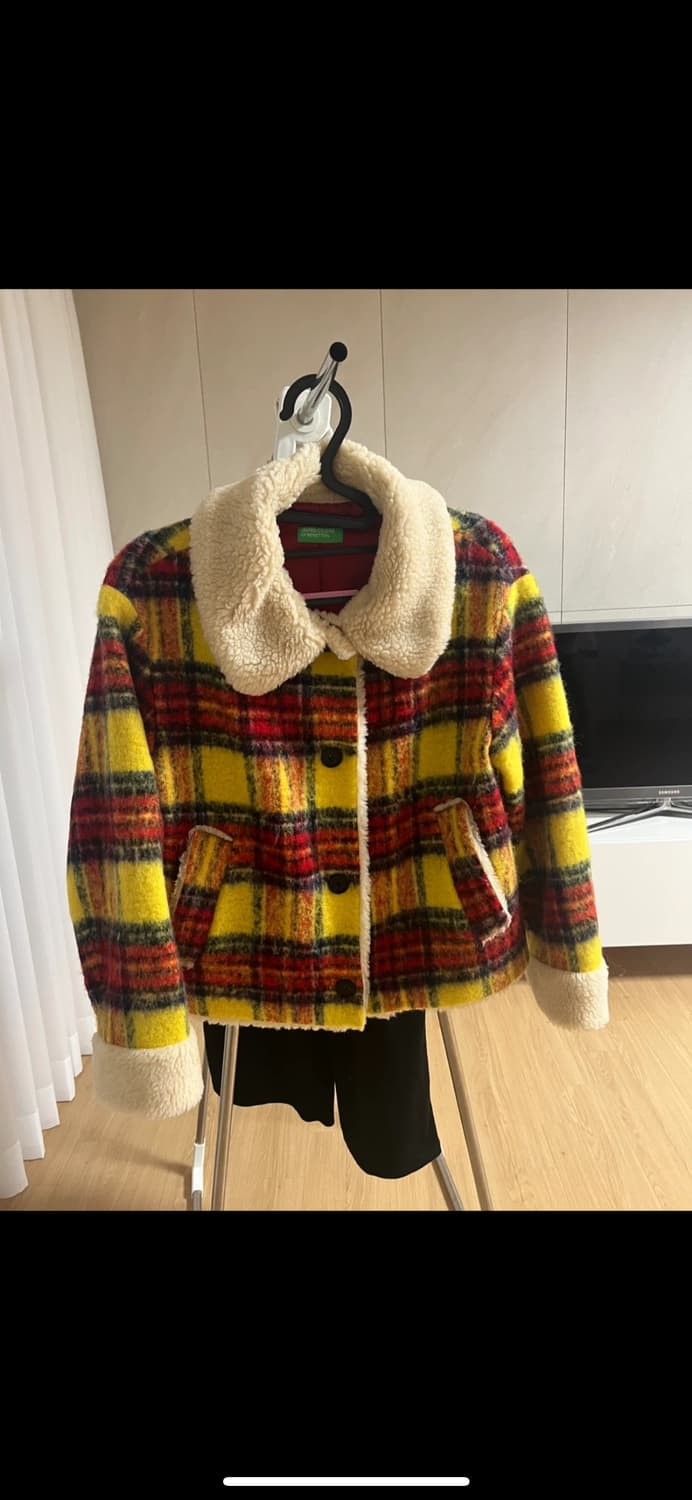 베네통 체크 부클 키리 코트 42사이즈 상품이미지1