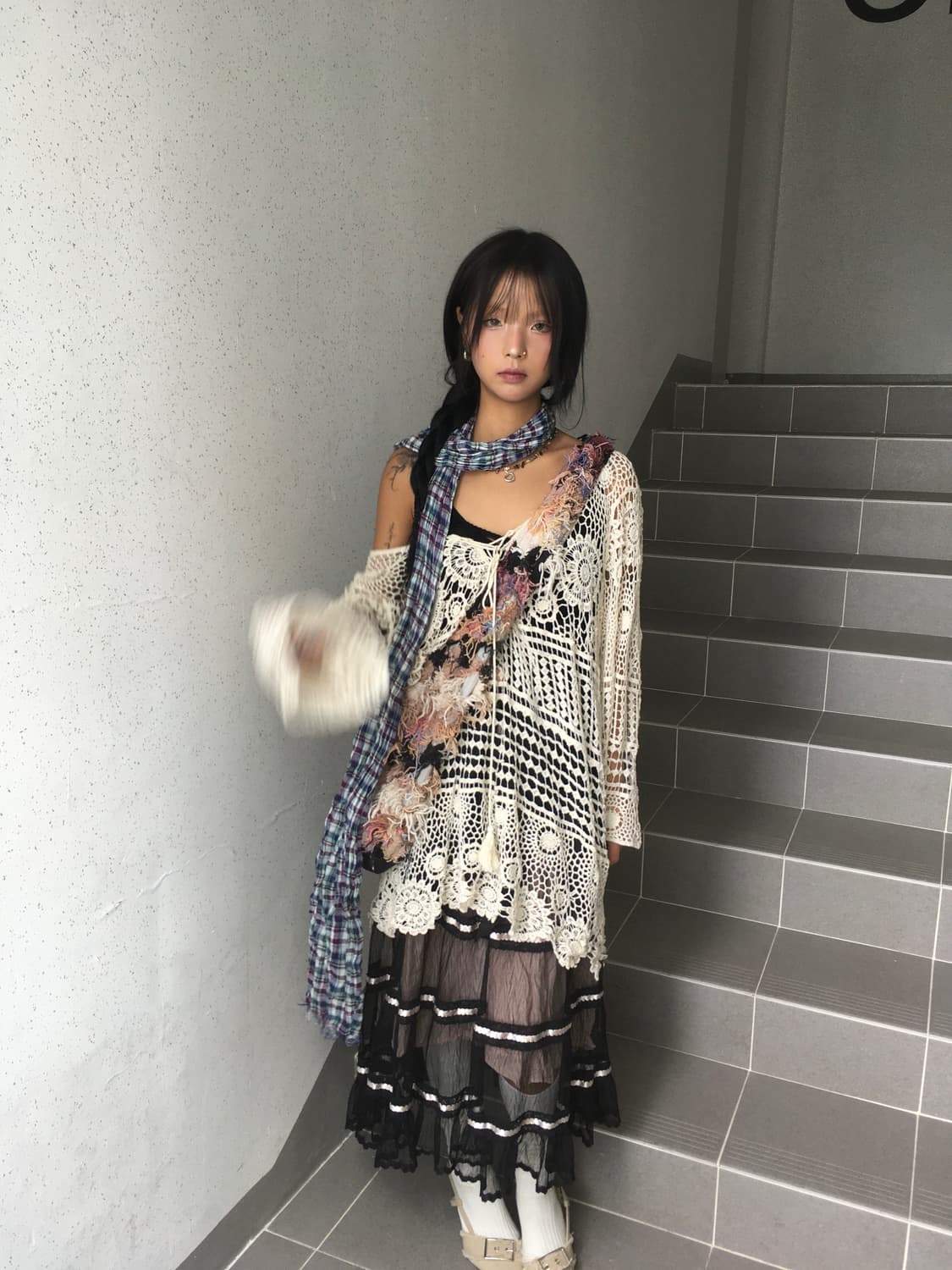 Anna Sui black pink mesh cancan skirt 상품이미지5