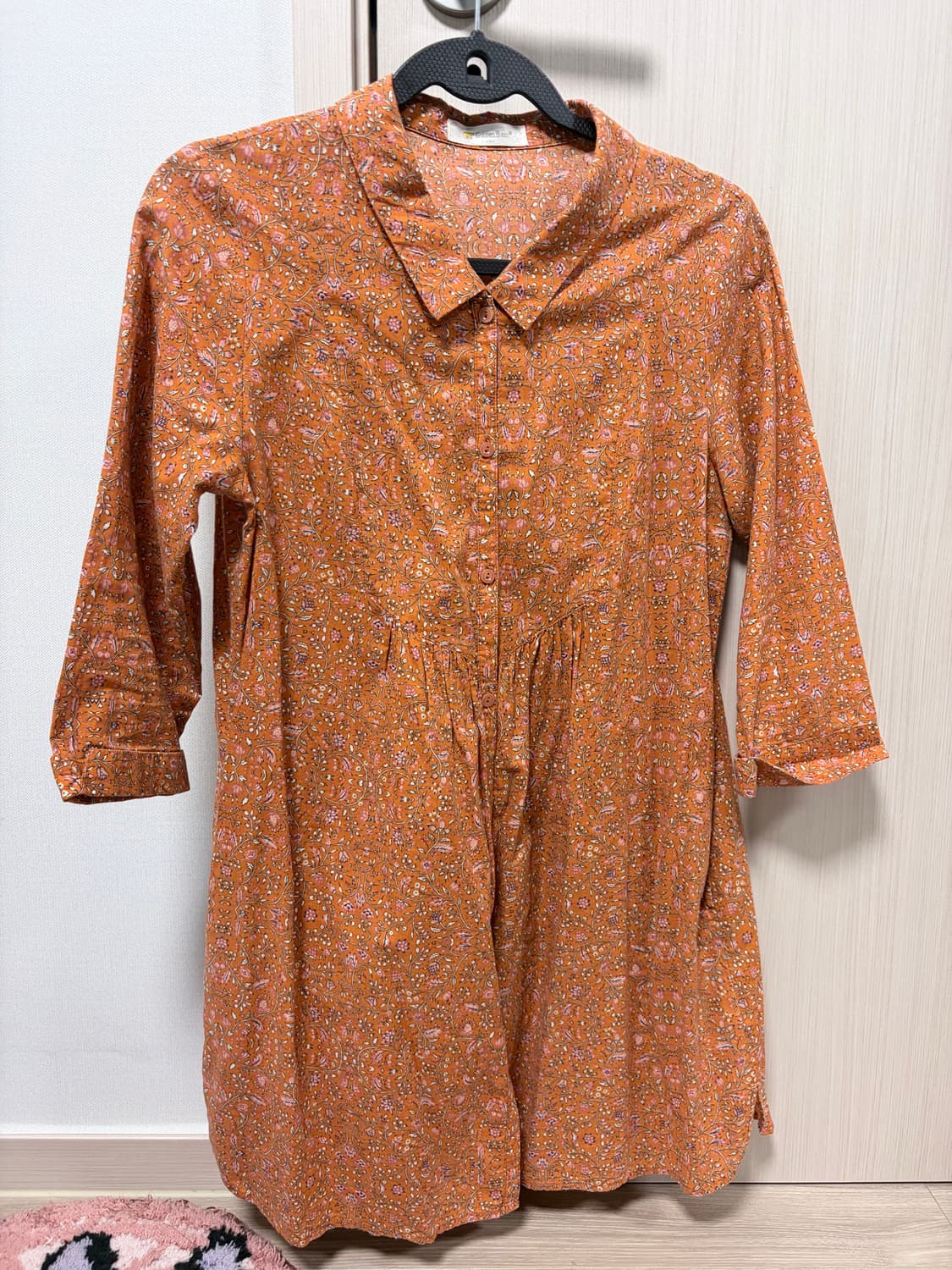 골든베어 오렌지 잔꽃 7부소매 셔츠 상품이미지3