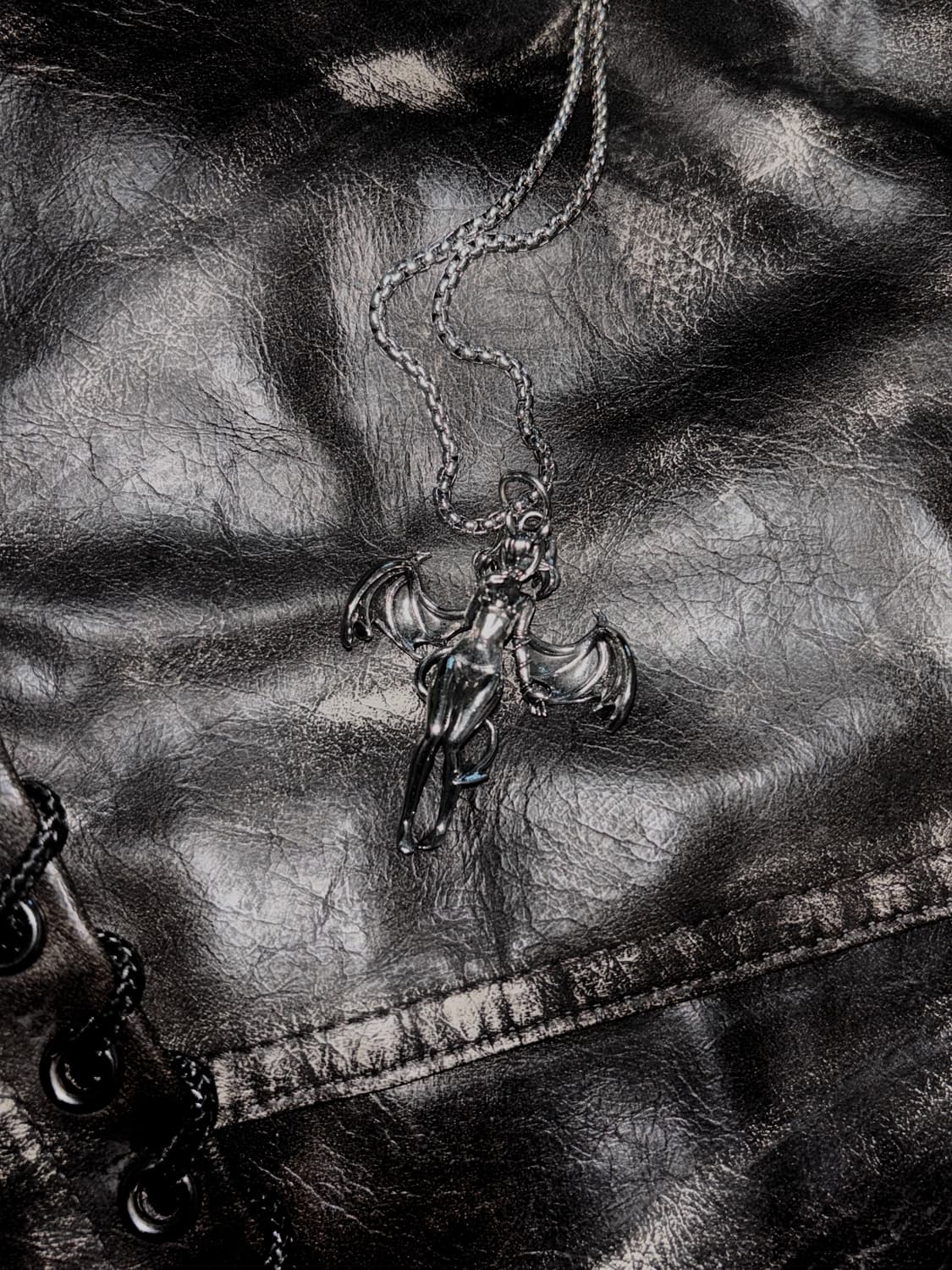 실버 다크 고딕 데빌걸 악마 목걸이 팬던트 상품이미지3