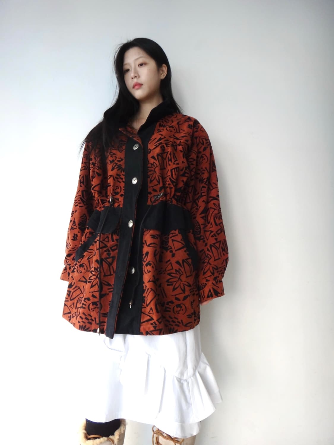Geomatic pattern muston jacket / orange 상품이미지5