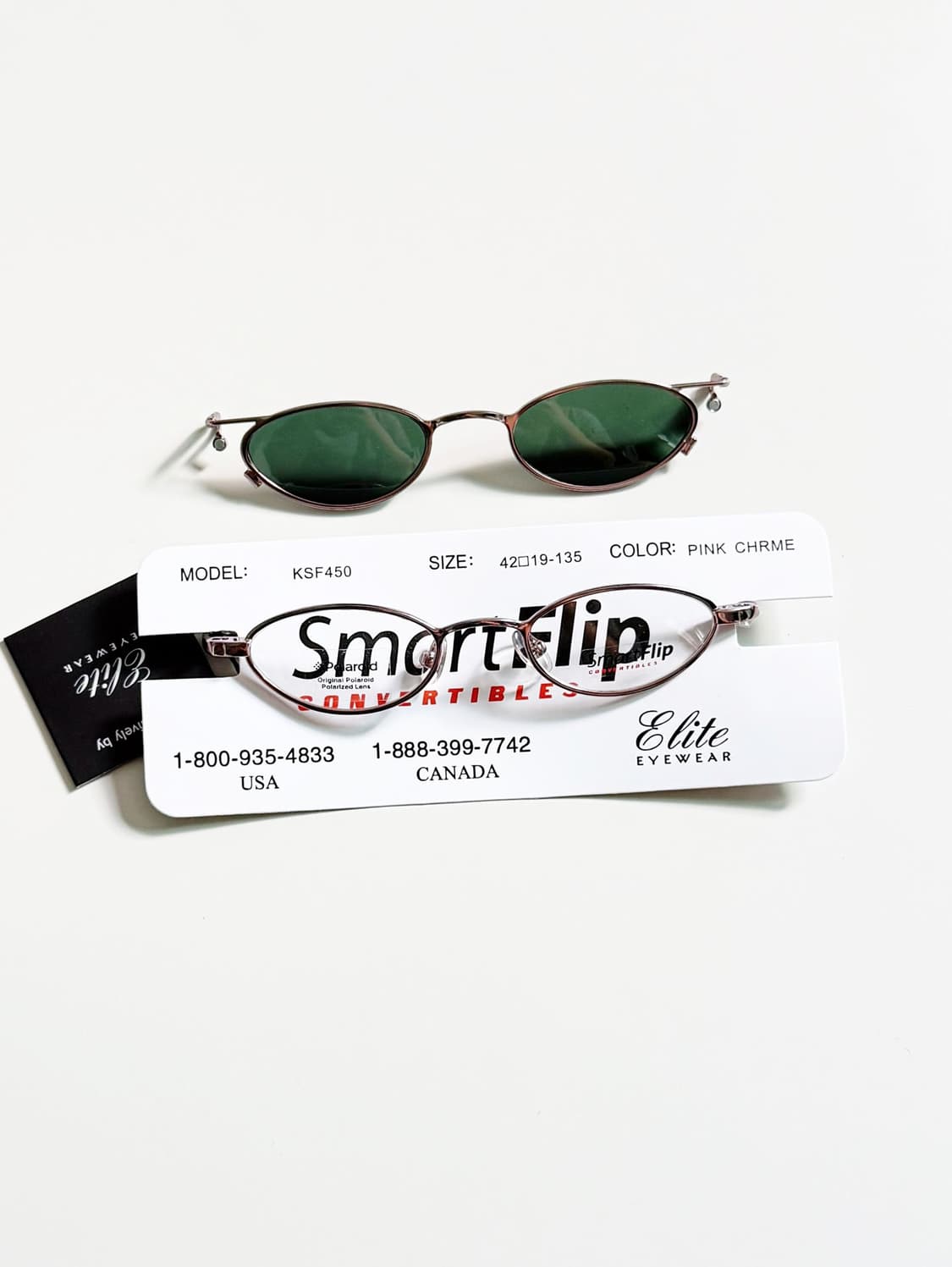 미국제 ELITE 클립온 핑크 크롬 슬림 오벌 프레임 빈티지 안경 상품이미지1