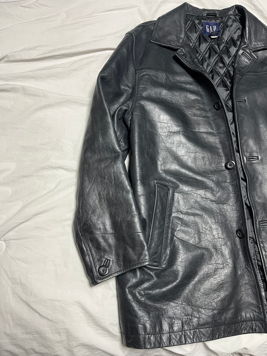 [L] GAP 올드 갭 레더 카코트 블랙 상품이미지7