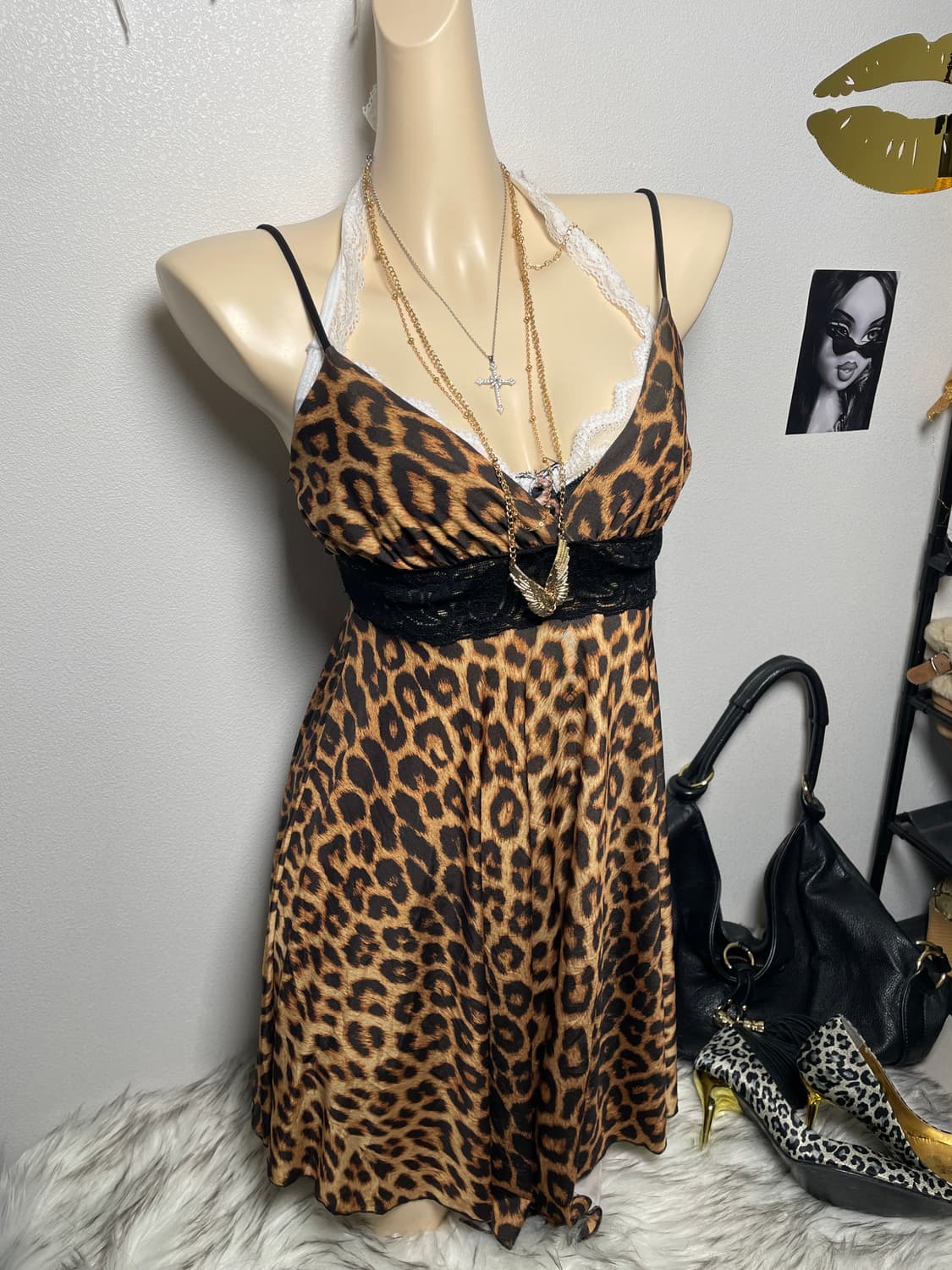 오네갸루 호피 레이스 원피스 상품이미지1