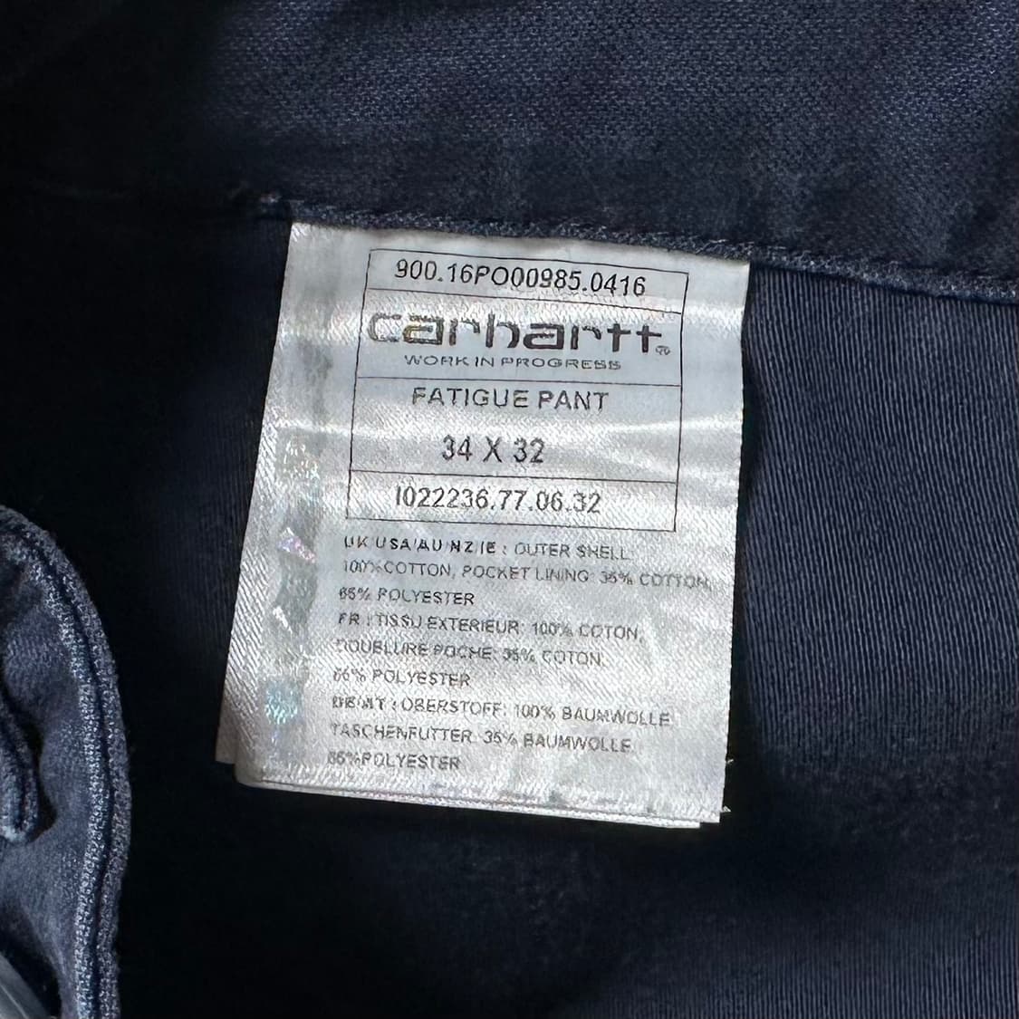 칼하트 네이비 코튼 퍼티그 팬츠 상품이미지6