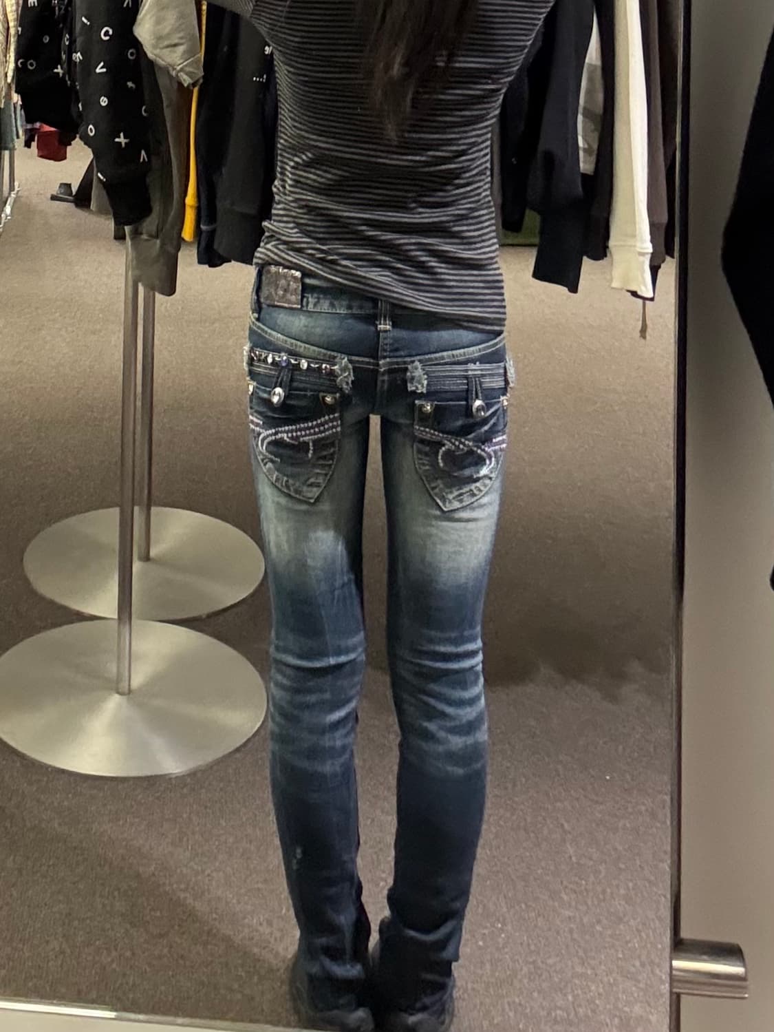 24)레드페퍼 빈티지 Y2K 큐빅 포인트 로우라이즈 데님팬츠 상품이미지1