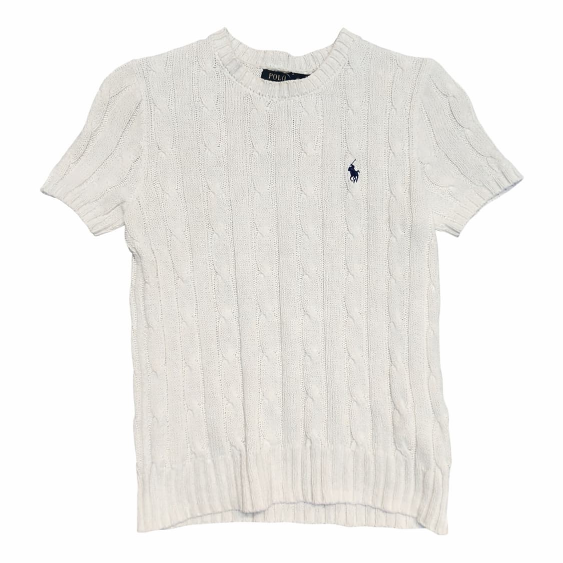 폴로 랄프로렌 케이블 반팔 니트 화이트 (XS) 상품이미지1