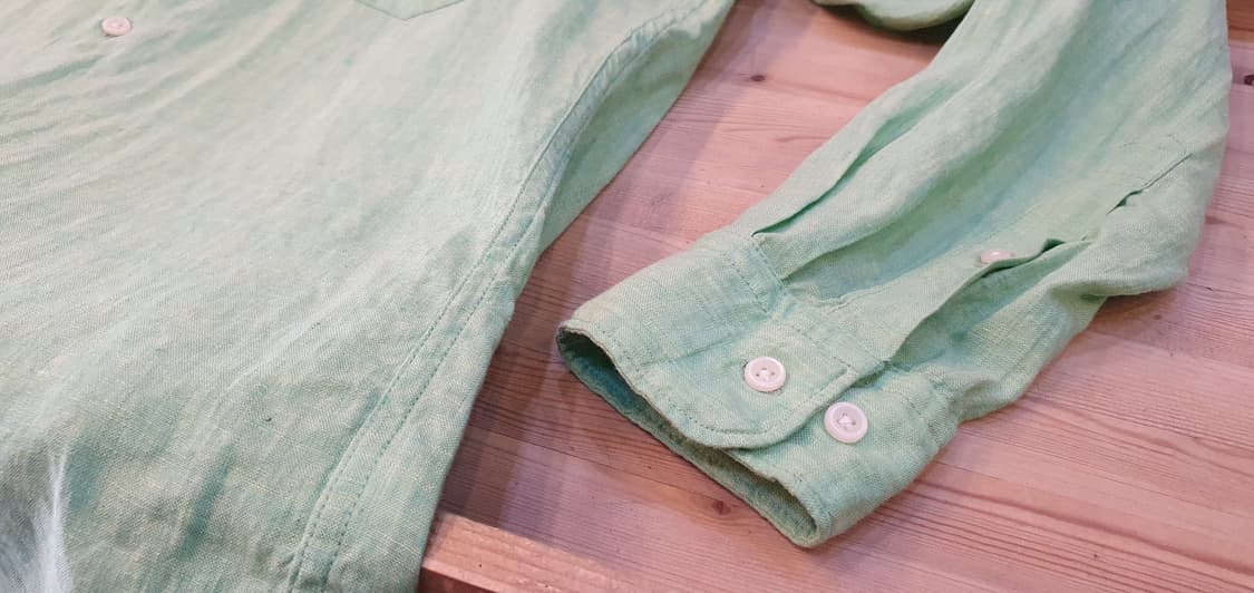 77.Uniqlo 린넨 브이넥셔츠(엘로우그린) 상품이미지4