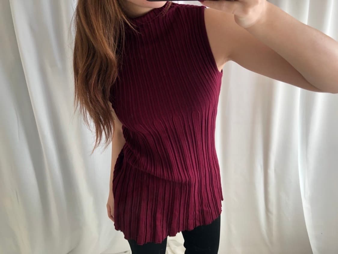 790. burgundy volume pleats dress 상품이미지2