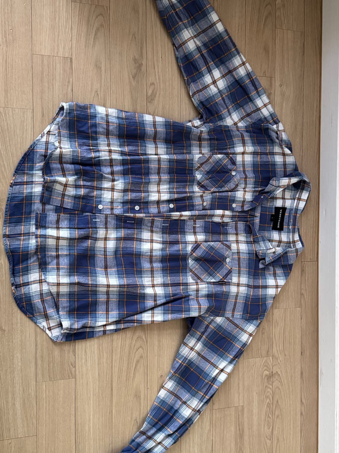 Yeseyesee 예스아이씨 플란넬 체크 셔츠 블루 상품이미지5