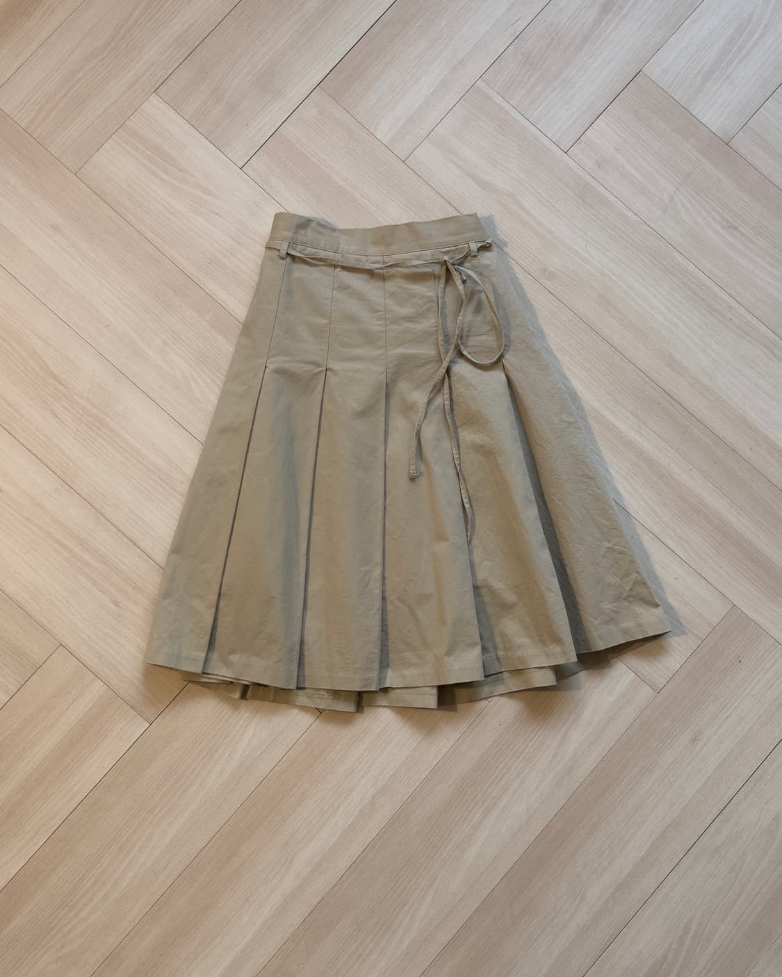 [Vintage] A-line Pleated Wrap Skirt (Bei 상품이미지1