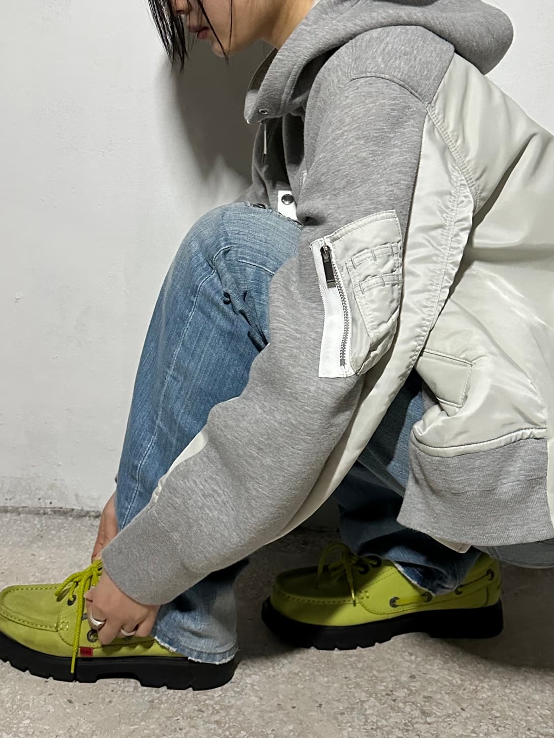 (21s) 사카이 봄버 나일론 믹스 코튼 후드 자켓 상품이미지2