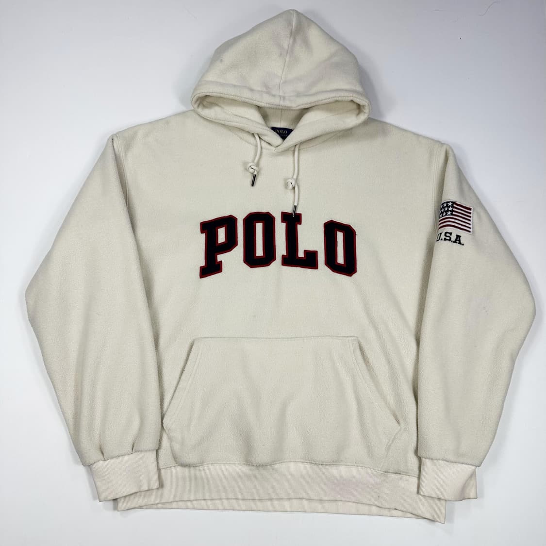 폴로 랄프로렌 레터링 아이보리 후리스 후드티 (L) 상품이미지2