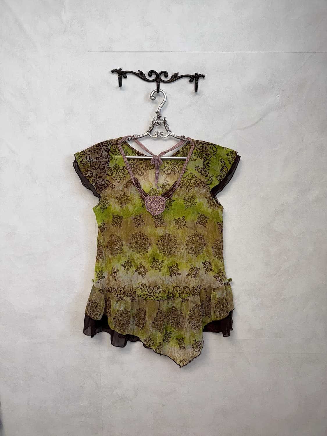 Khaki brown tie dye hippie oriental bl 상품이미지1