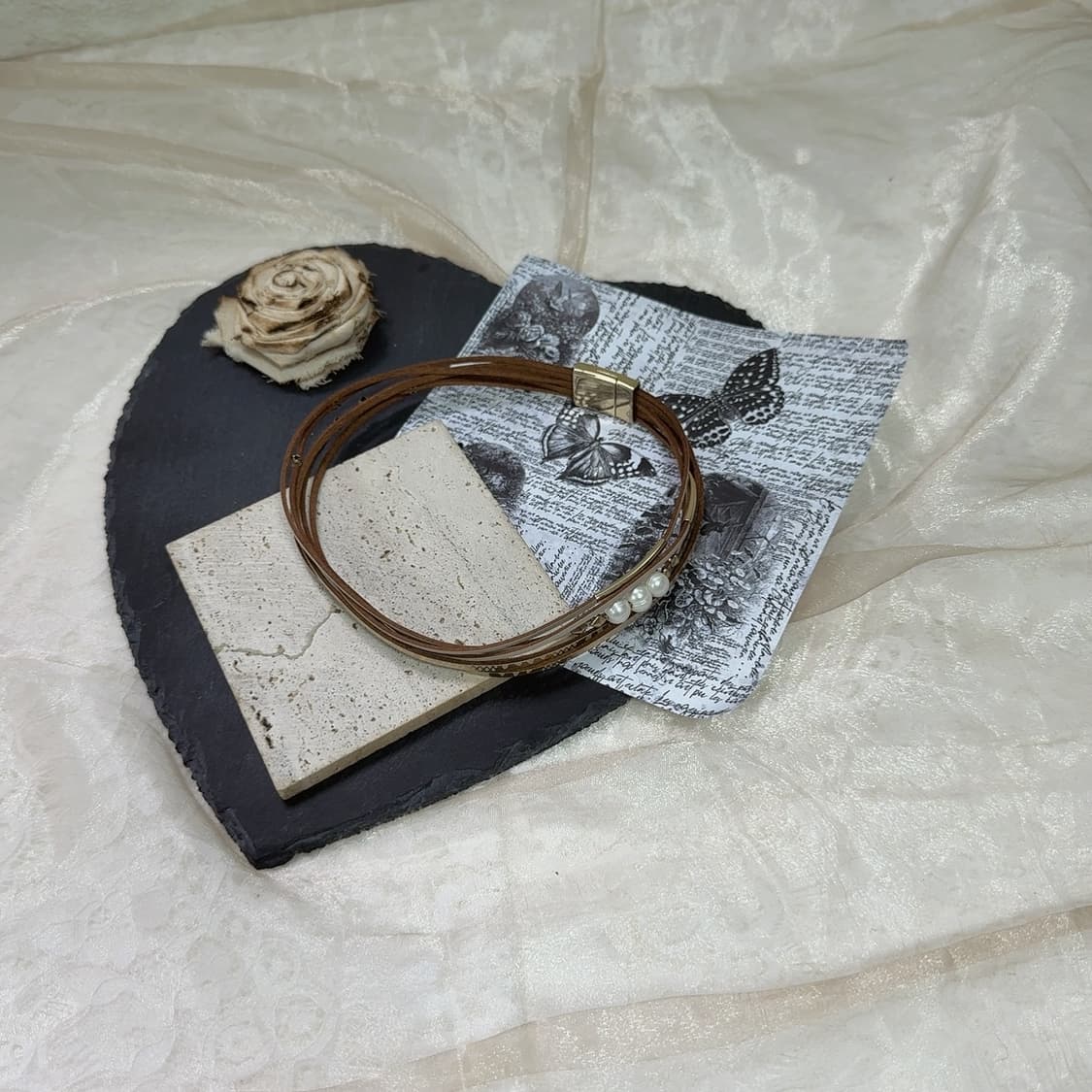 빈티지 쇠가죽 담수진주 마네그틱고리 목걸이 상품이미지2