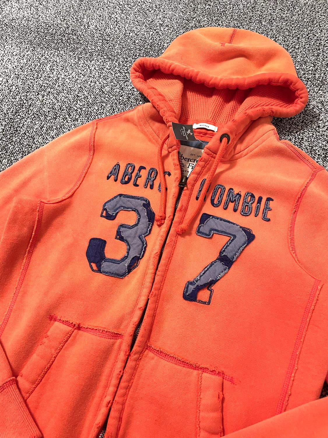 빈티지9. 아베크롬비 앤 피치 오렌지 빈티지 데미지 후드 기모 상품이미지2