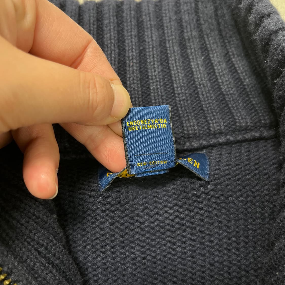 95 폴로 랄프로렌 네이비 코튼 반집업 니트 상품이미지4