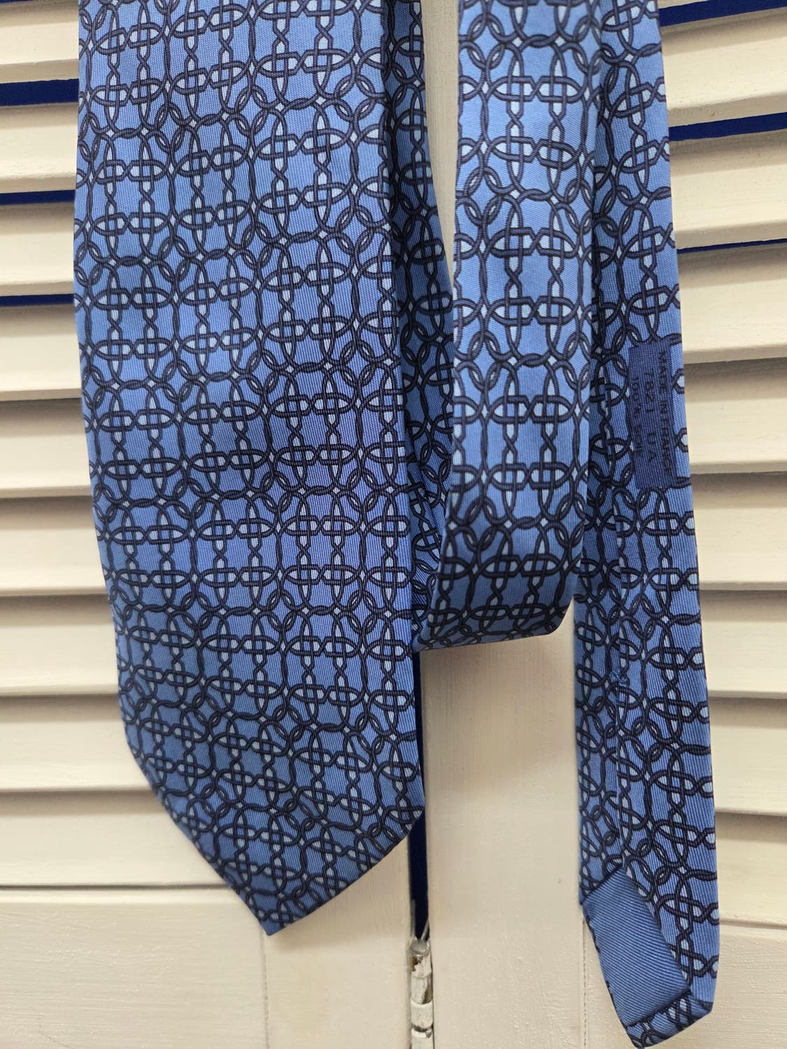 에르메스 블루 패턴 실크 타이 상품이미지2