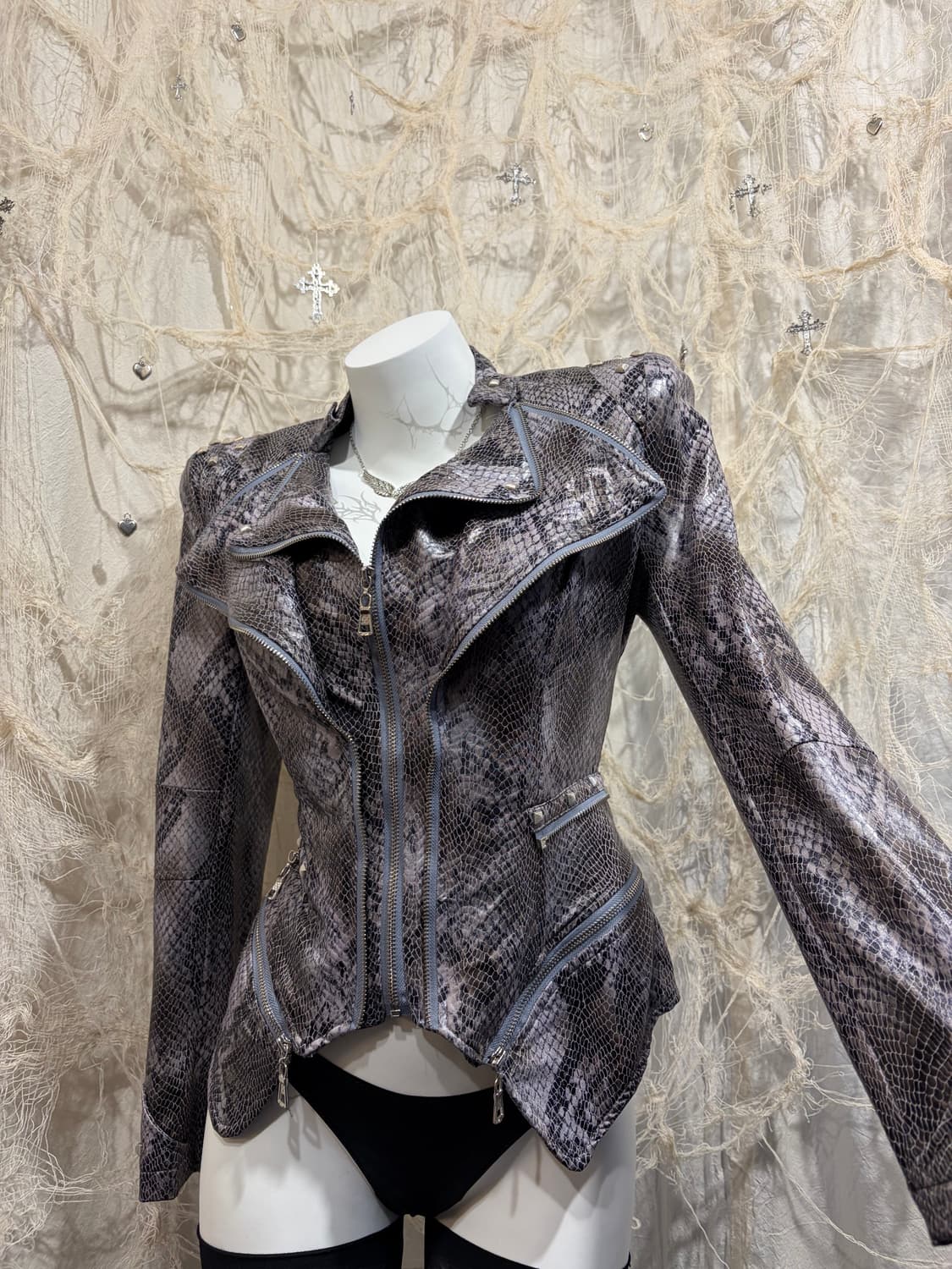 V-kei shalang phyton stud Rider jacket 상품이미지8