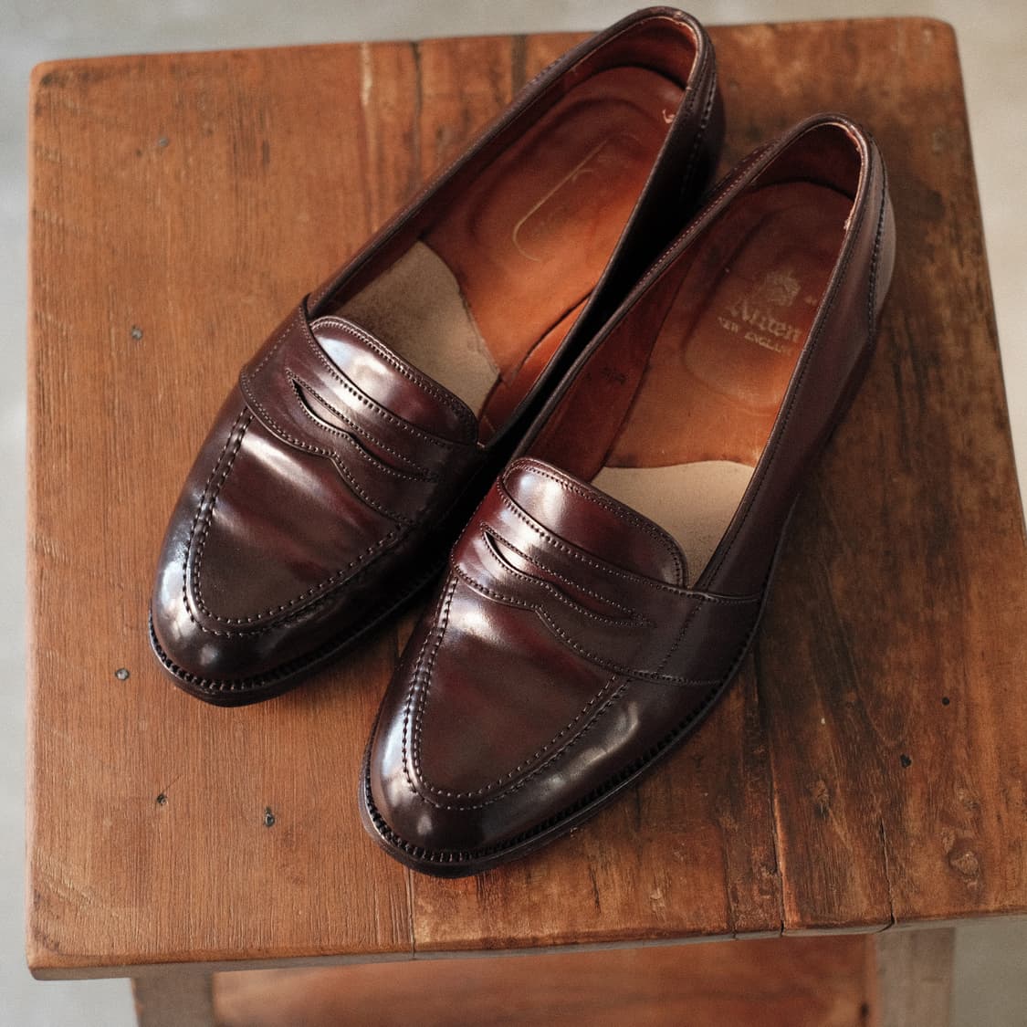 알든 684 8D(260사이즈) 버건디 코도반 풀스트랩 로퍼 상품이미지9