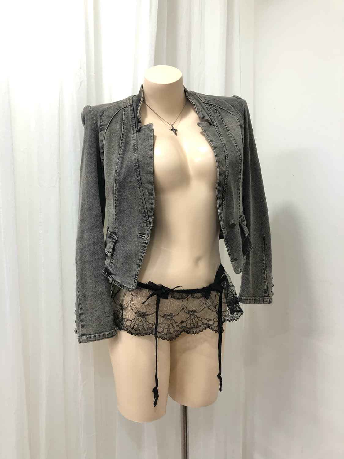 gray  rock chic panel detail denim jacke 상품이미지4