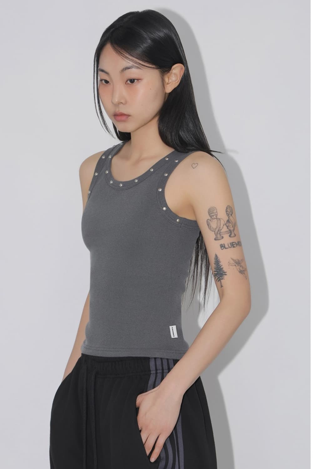 빈티지 스터드 탑 차콜 상품이미지3
