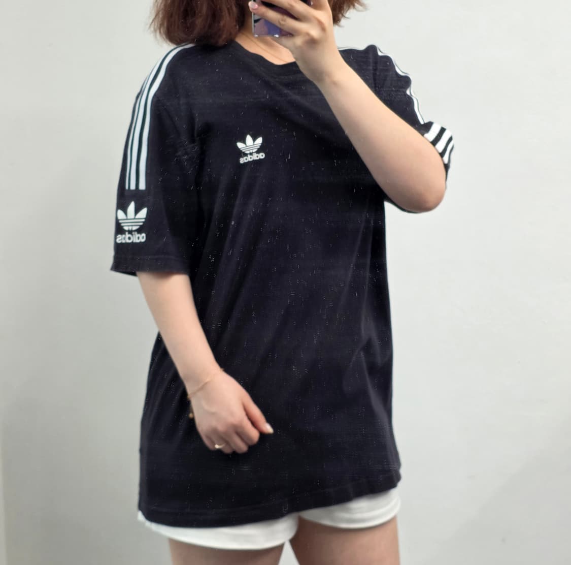 [프립]L/아디다스 불꽃 반팔티 검정 상품이미지2