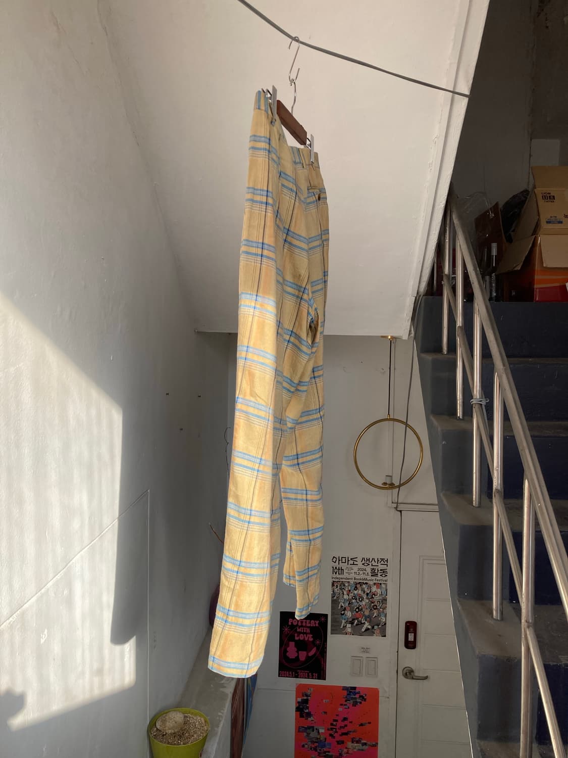 빈티지 체크무늬 울 팬츠 상품이미지7