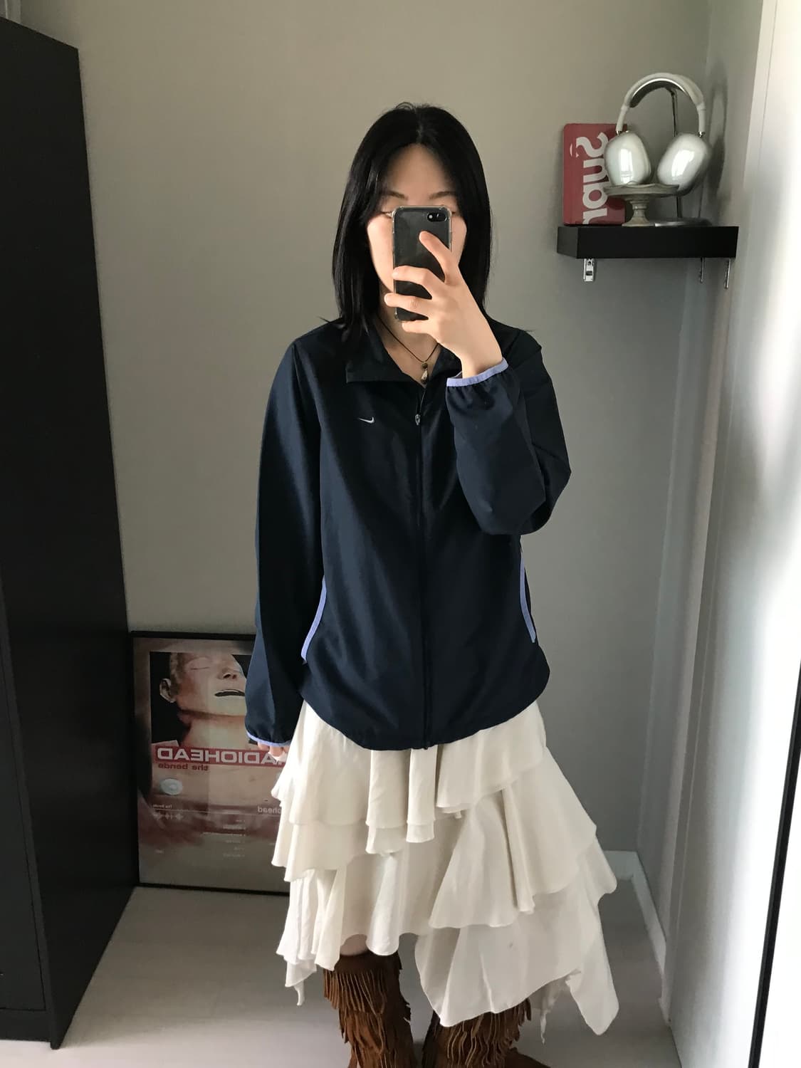 나이키 00년대 올드스쿨 스우시 네이비 바람막이 자켓 상품이미지2
