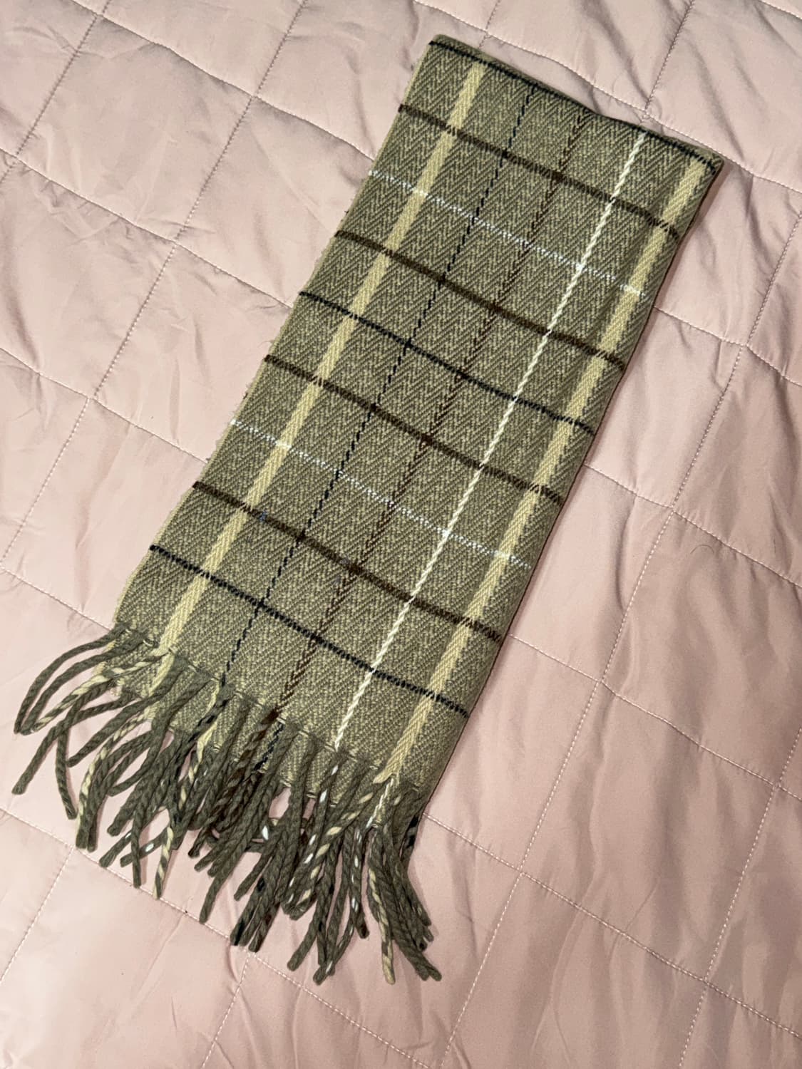 체크 패턴 프린지 울 머플러 상품이미지1