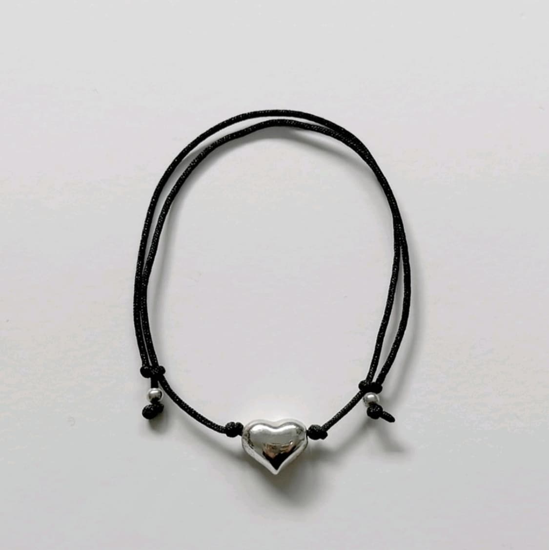 실버925 하트볼 실크 팔찌 상품이미지1