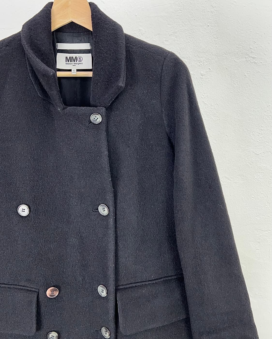 mm6 메종 마르지엘라 블랙 플랩 포켓 울 롱 코트 상품이미지3