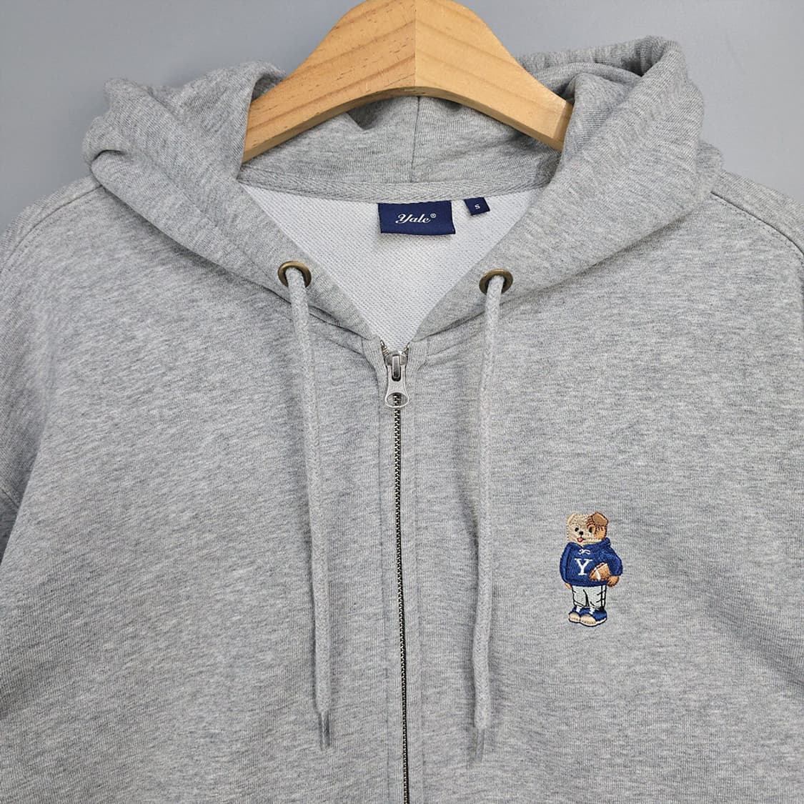 예일 YALE 베어 자수 후드집업 그레이 S 상품이미지2
