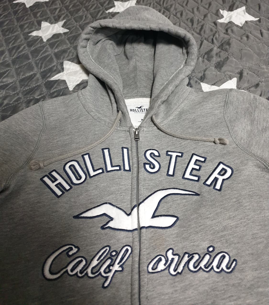 홀리스터 2선 암밴드 기모 후드집업 그레이 (M) 상품이미지2
