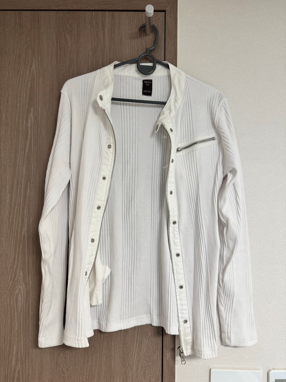 {Agate Label} Ribbed Eyelet Moto Jacket 상품이미지2