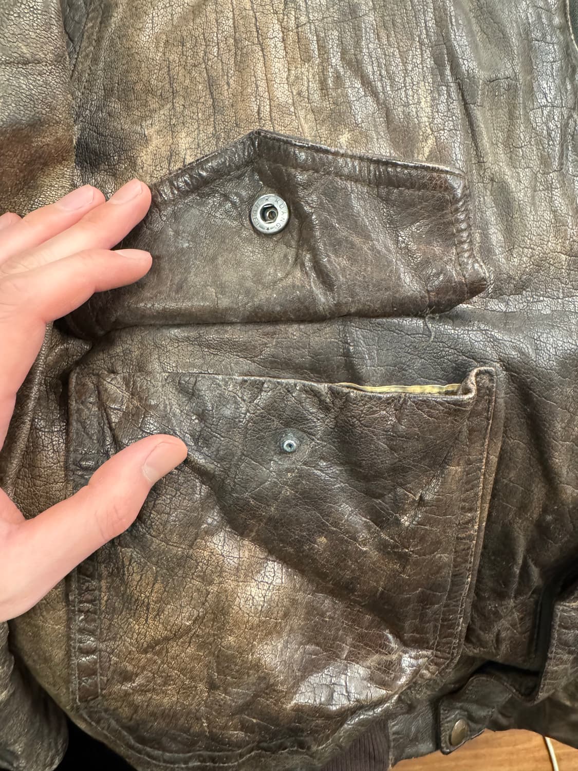 80s CANDA 빈티지 A-2 레더 플라이트 자켓 브라운 상품이미지10