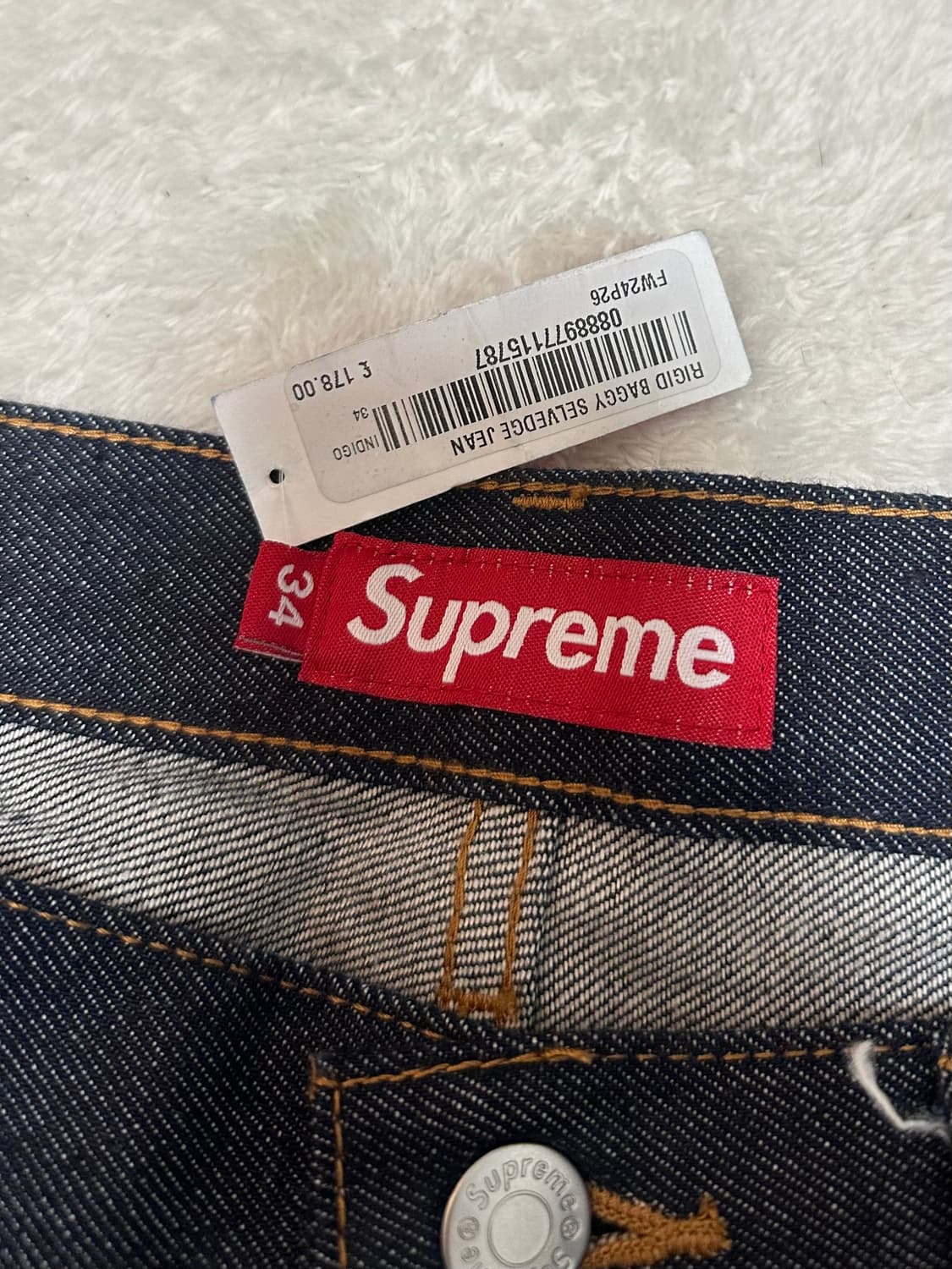 슈프림 리지드 배기 셀비지 진 34 상품이미지3