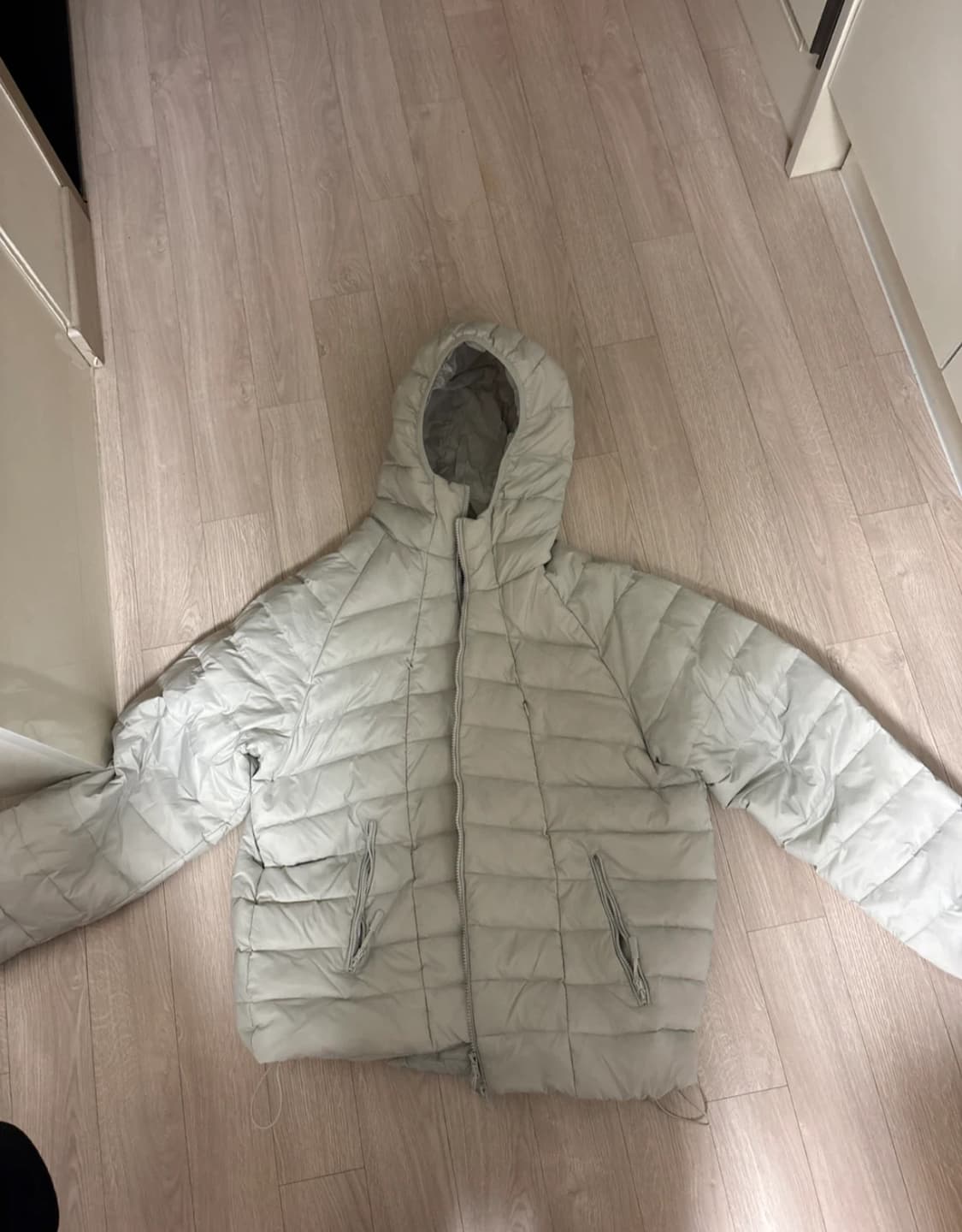 덕다운 패더 라이트 후드 경량패딩 그레이 상품이미지1