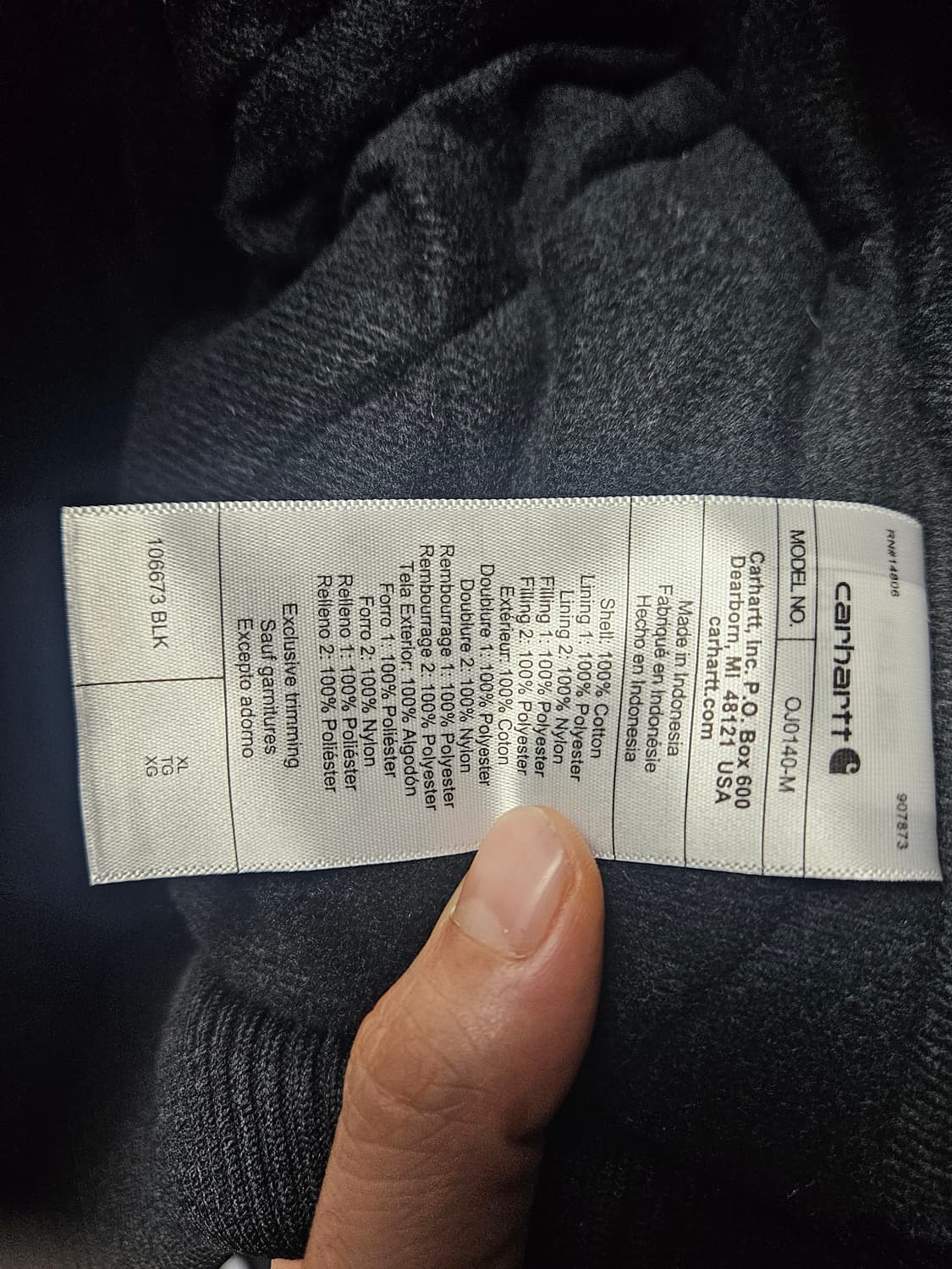 새제품 칼하트 덕 액티브 자켓 j140 XL 블랙 L교환가능 상품이미지3