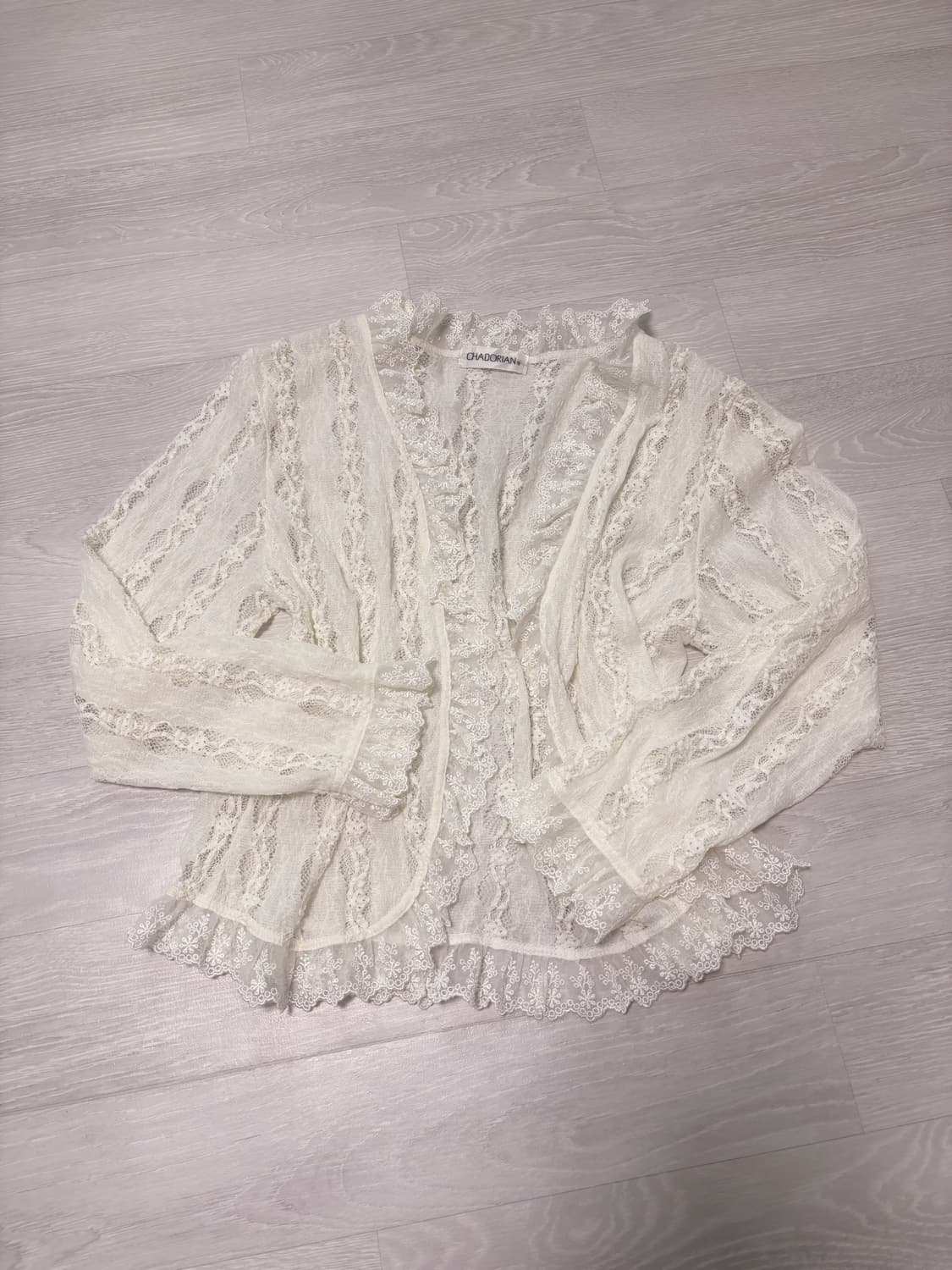 일본 빈티지 레이스 아이보리 가디건 상품이미지1