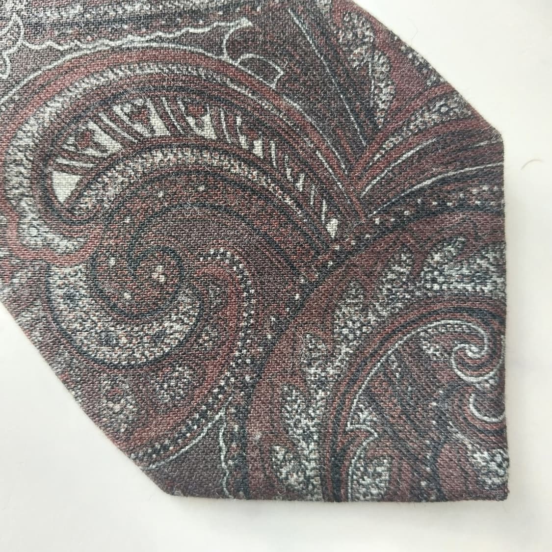 파올로 알비짜티 울 브라운 페이즐리 넥타이 8.8cm A+등급 K1280 상품이미지8