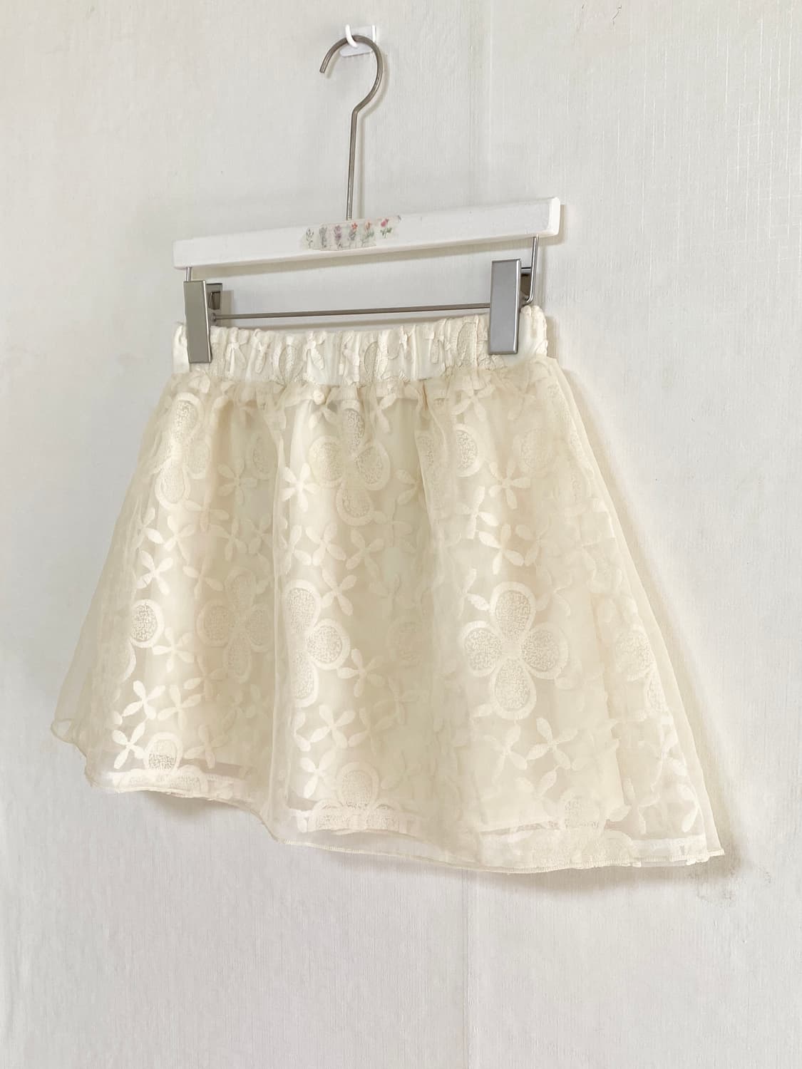Ivory Crochet Floral Lace Mini Skirt 상품이미지2