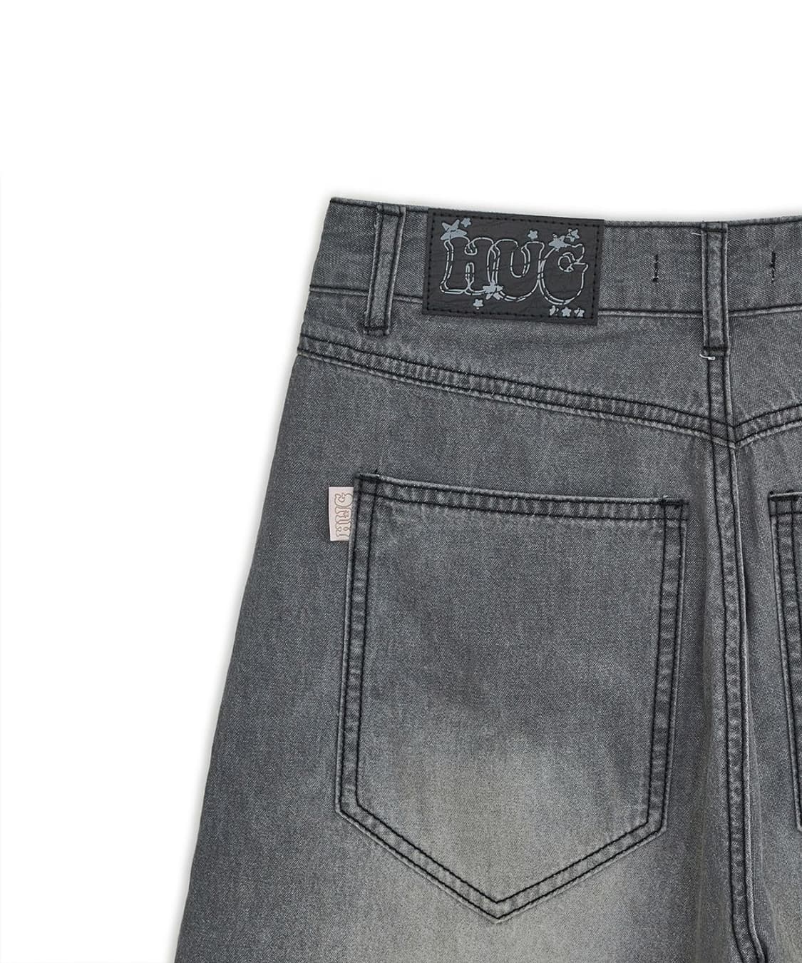 허그유어스킨 코리락쿠마 워시드 진 데님 팬츠 다크 그레이 바지 상품이미지4