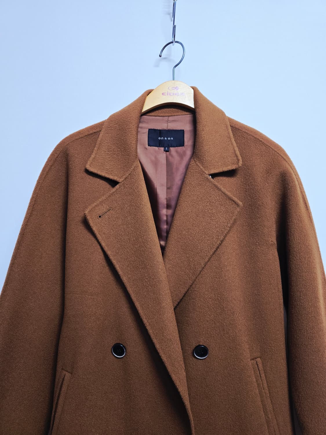 온앤온 브라운 더블 롱코트 양모100% 상품이미지2