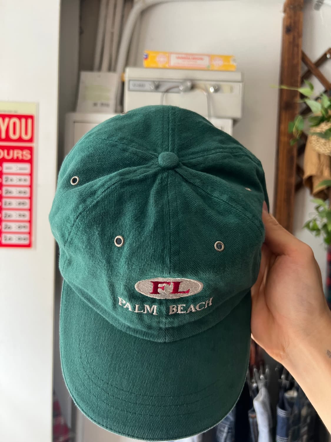 90's USA 빈티지 FL PALM BEACH 그린 볼캡 상품이미지2