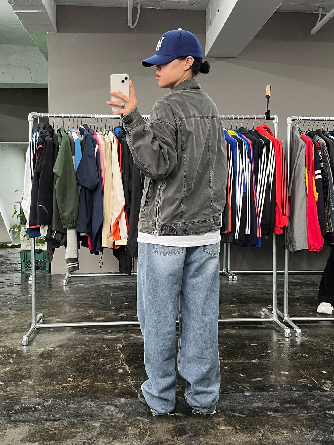 준지 워싱 오버핏 데님 트러커 자켓 상품이미지5
